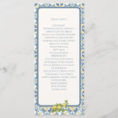Italienisch Blue Tile Lemon Wedding Programm (Rückseite)