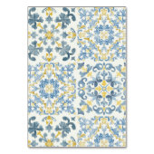 Italienisch Blue Tile Lemon Wedding Tischnummer (Rückseite)