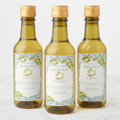 Italienisch Blue Tile Lemon Wedding Weinetikett (Flaschen)