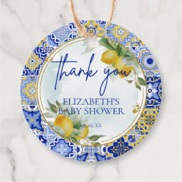 Italienisch Blue Tile Lemons Citrus Script Vielen Geschenkanhänger