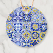 Italienisch Blue Tile Lemons Citrus Script Vielen Geschenkanhänger (Rückseite)