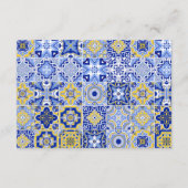 Italienisch Blue Tile Lemons Wedding Website QR Co Begleitkarte (Rückseite)
