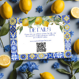 Italienisch Blue Tile Lemons Wedding Website QR Co Begleitkarte