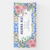 Italienisch Blue Tile Mamma Mia Baby Dusche Einlad Banner (Vertikal)