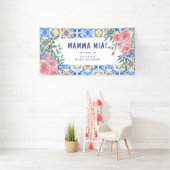 Italienisch Blue Tile Mamma Mia Baby Dusche Einlad Banner (Insitu)