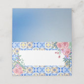 Italienisch Blue Tile Mamma Mia Blank Platzkarte (Außenseite Aufgefaltet)