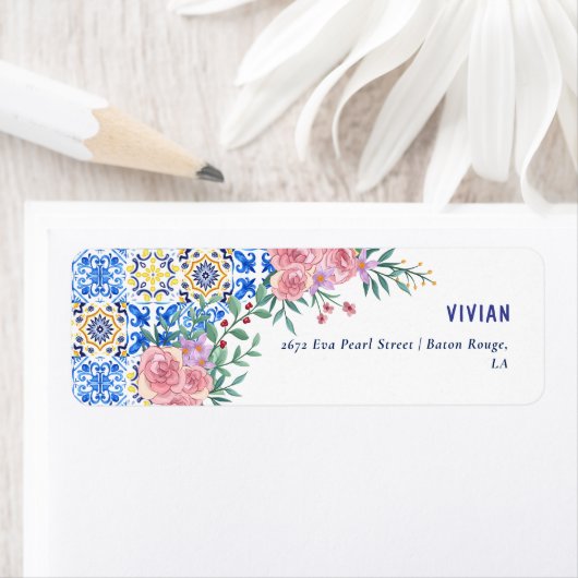 Italienisch Blue Tile Mamma Mia Rückkehr-Adresse (Insitu)