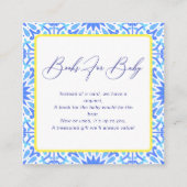 Italienisch Blue Tile Yellow Baby Dusche Buchanfra Begleitkarte (Vorderseite)
