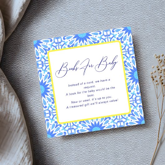 Italienisch Blue Tile Yellow Baby Dusche Buchanfra Begleitkarte