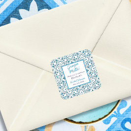 Italienisch Blue Tiles Grazie Vielen Dank Brautpar Quadratischer Aufkleber