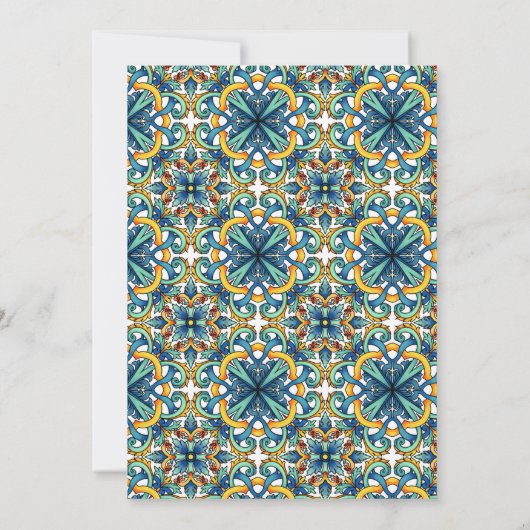 Italienisch Blue Tiles Lemon MainSqueeze Brautpart Einladung (Rückseite)