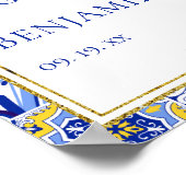 Italienisch Blue Tiles Lemons Mediterranean Weddin Poster (Ecke)