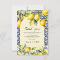 Italienisch Blue Tiles Watercolor Lemon Babydusche