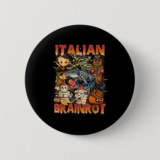 Italienisch Brainrot Meme Italian Brainrot Hallowe Button (Vorderseite)