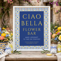 Italienisch Ciao Bella Blaue Blumenbar Brautparty
