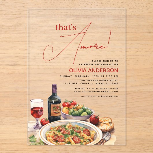 Italienisch Das ist noch! Brautparty Acryleinladungen (Vorderseite)