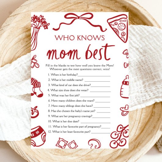 Italienisch, das Mommy Best Baby Shower Game kennt Einladung