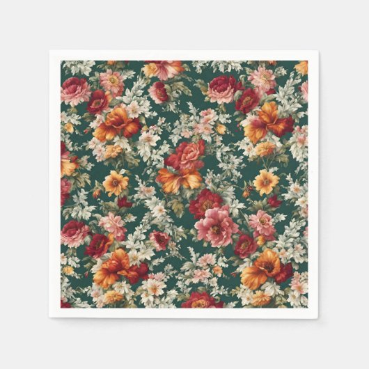 Italienisch Exquisite, delikate Blume mit Grün Serviette (Vorderseite)