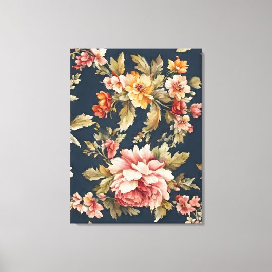 Italienisch Exquisite Schönes Blumenmuster Leinwanddruck (Vorderseite)