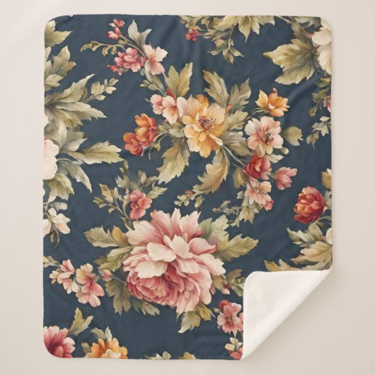 Italienisch Exquisite Schönes Blumenmuster Sherpadecke (Vorderseite)