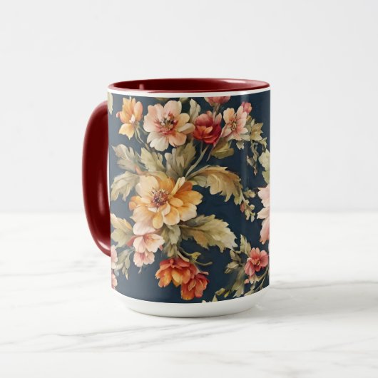 Italienisch Exquisite Schönes Blumenmuster Tasse (Vorderseite Links)