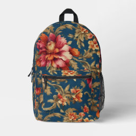 Italienisch Exquisite Vintag Grande Blume Bedruckter Rucksack