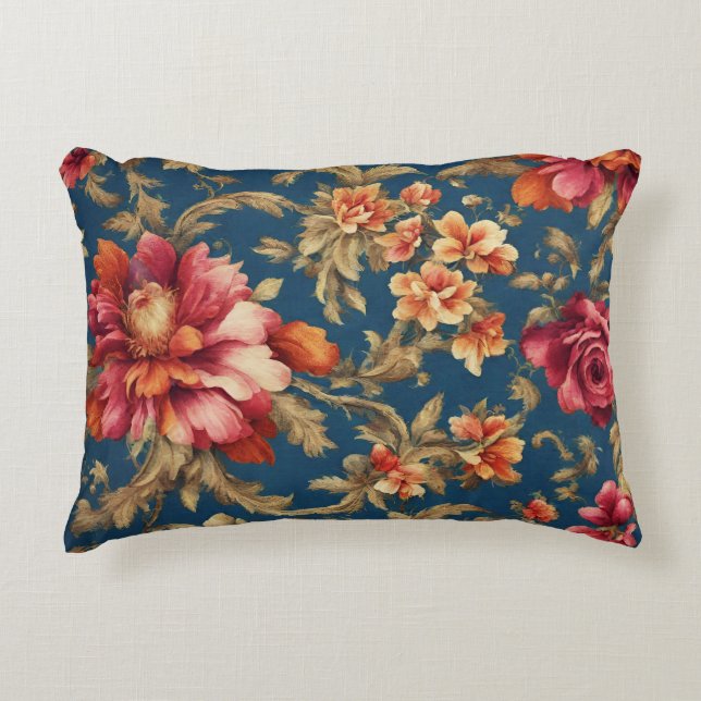 Italienisch Exquisite Vintag Grande Blume Dekokissen (Vorderseite)