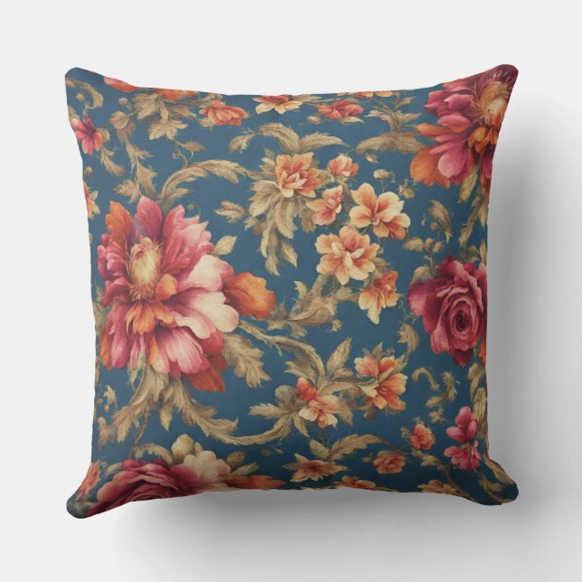 Italienisch Exquisite Vintag Grande Blume Kissen (Rückseite)