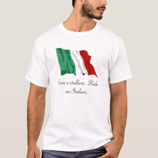 Italienisch-Flagge, retten einen Stallion.  Reiten T-Shirt