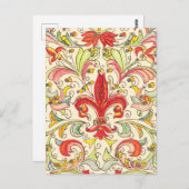 Italienisch Florentine Lilie Pattern Postkarte (Vorne/Hinten)