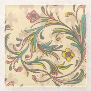 Italienisch Florentiner Schnörkel Muster Glasuntersetzer