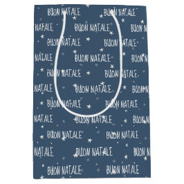 Italienisch frohe Weihnachten auf Schneeflocken Mittlere Geschenktüte