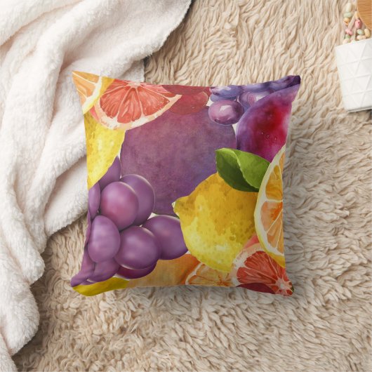 Italienisch Fruchtküche Print | Wasserfarbenzitrus Kissen (Decke)