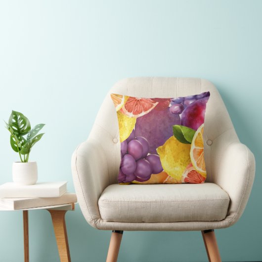Italienisch Fruchtküche Print | Wasserfarbenzitrus Kissen (Stuhl )