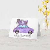 Italienisch Geburtstag Retro Fiat 500 Karte (Gelbe Blume)