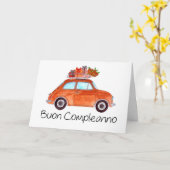 Italienisch Geburtstag Retro Fiat 500 Karte (Gelbe Blume)