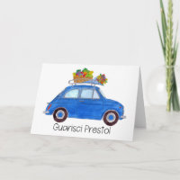 Italienisch Get well Blue Retro Fiat 500