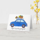Italienisch Get well Blue Retro Fiat 500 Karte (Gelbe Blume)