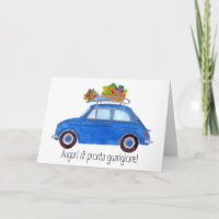 Italienisch Get well Blue Retro Fiat 500