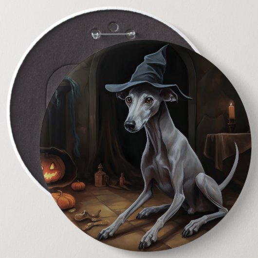Italienisch Greyhound Pumpkins Halloween Beängstig Button (Vorne & Hinten)