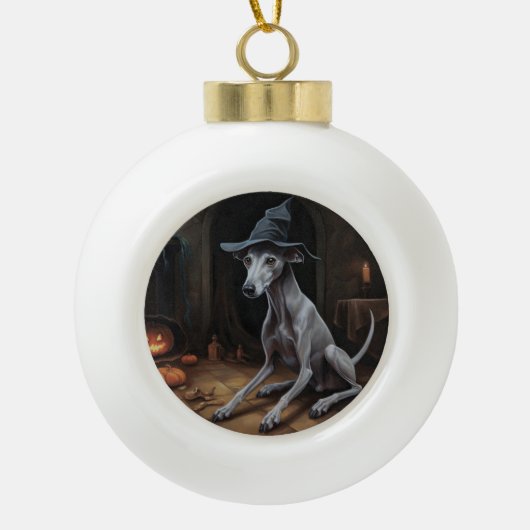 Italienisch Greyhound Pumpkins Halloween Beängstig Keramik Kugel-Ornament (Vorderseite)