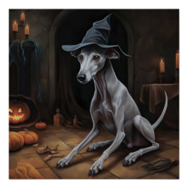 Italienisch Greyhound Pumpkins Halloween Beängstig Poster