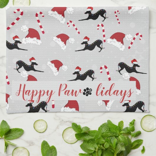Italienisch Greyhound Weihnachtsküche Handtuch (Gefaltet)