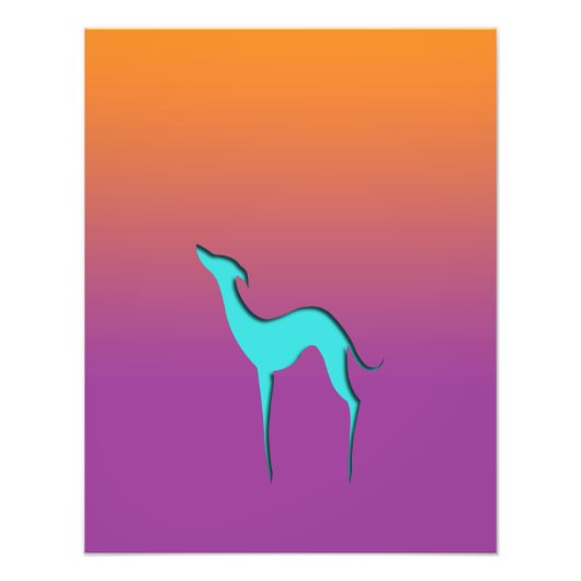 Italienisch Greyhound Whippet blue Silhouette Ombr Fotodruck (Vorne)