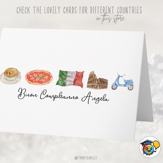 Italienisch Happy Birthday Card, Buon Compleanno I Karte