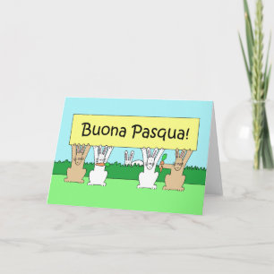 Italienisch Happy Easter Buona Pasqua Bunnies Feiertagskarte