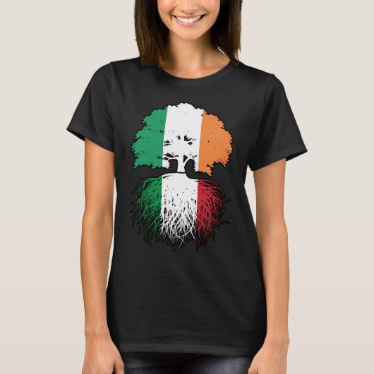 Italienisch-irische Tree-Roots-Flagge T-Shirt (Vorderseite)