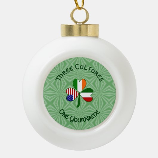 Italienisch Irish American Flags Kleeblatt Ihr Nam Keramik Kugel-Ornament (Vorderseite)