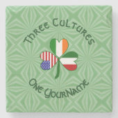 Italienisch Irish American Flags Kleeblatt Ihr Nam Steinuntersetzer (Vorderseite)