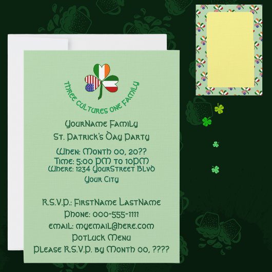 Italienisch Irish USA Kleeblatt St Patrick's Day P Einladung